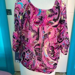 Jennifer Lopez sheer multicolored top